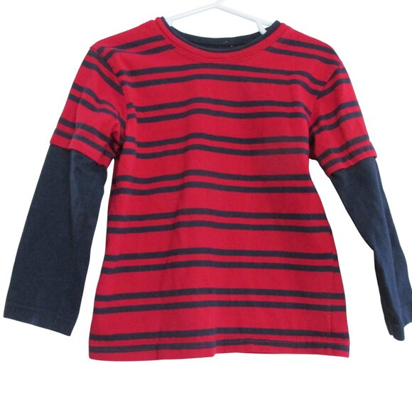 Garanimals T Shirt Boys Size 4T‎ Red Blue Striped Long Sleeve Pullover Tee Top - Picture 1 of 2